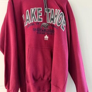 Lake Tahoe Maroon Hoodie Pullover with Chest Embroidery